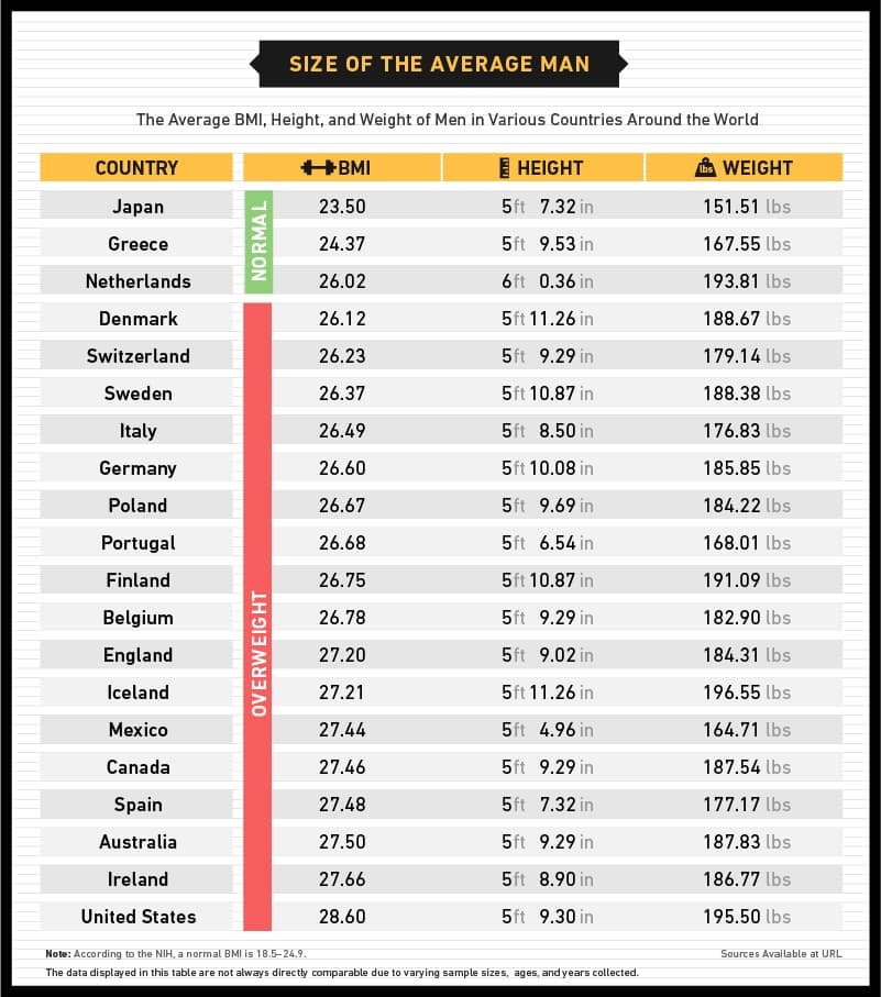 Body Measurements of Average American Man