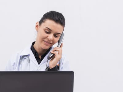 doctor answers phone at mental health hotline